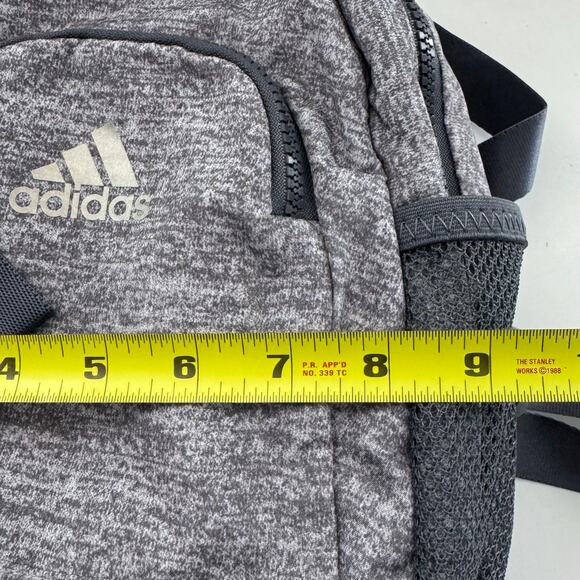 Adidas Mini Backpack Small Travel Bag Gray Gold Zipper Logo - Picture 3 of 6